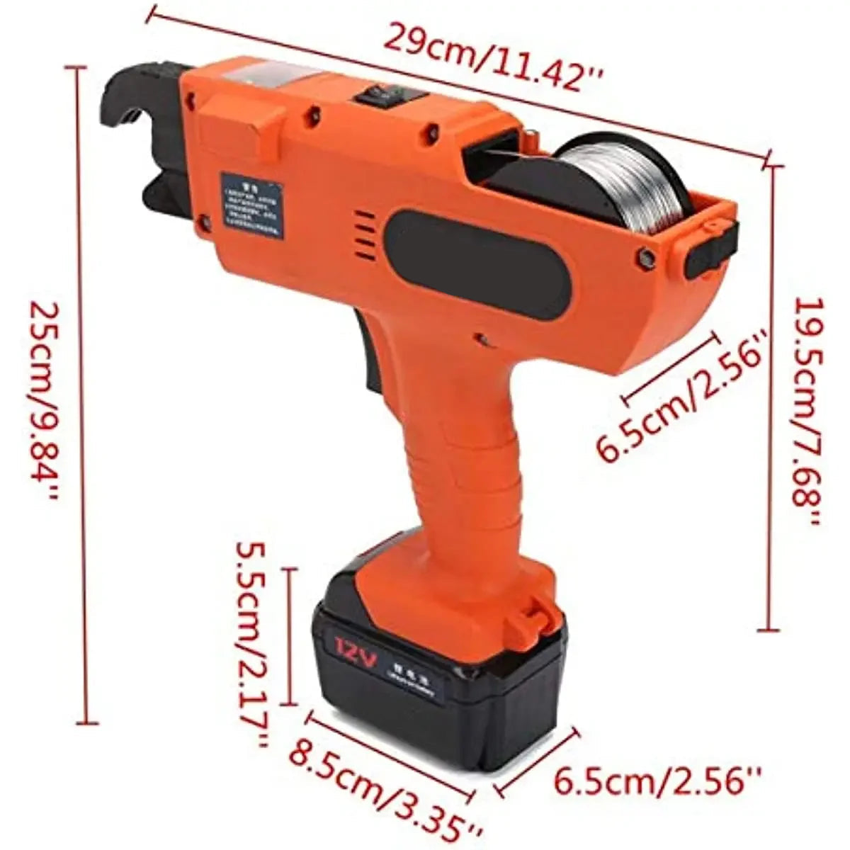 Cordless Rebar Tying Machine 12V 4500mAh Automatic Binding Tool for 6-25mm Steel Bar Fastening