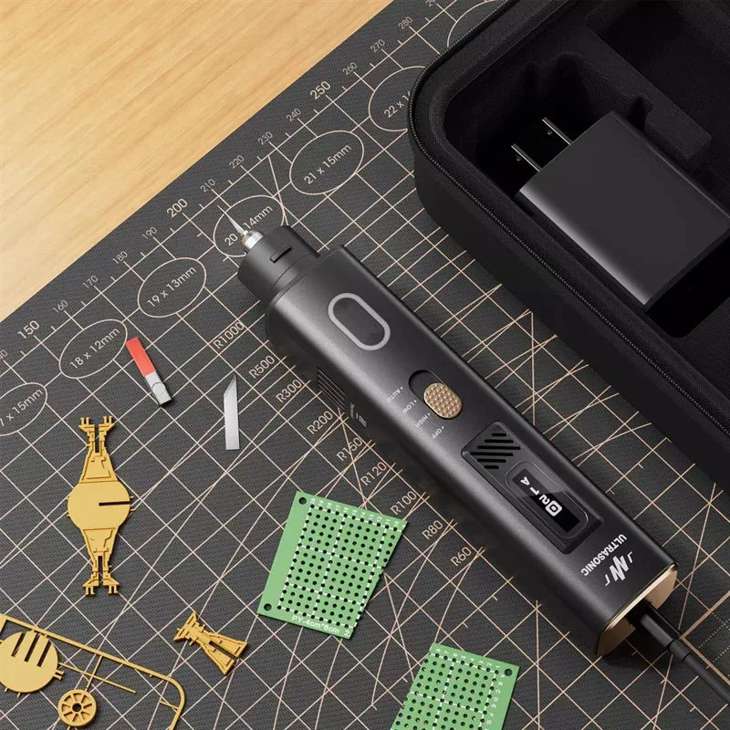 Portable 2-in-1 Ultrasonic Cutting and Polishing Tool 35kHz Precision Engraving Cutter with LED Light