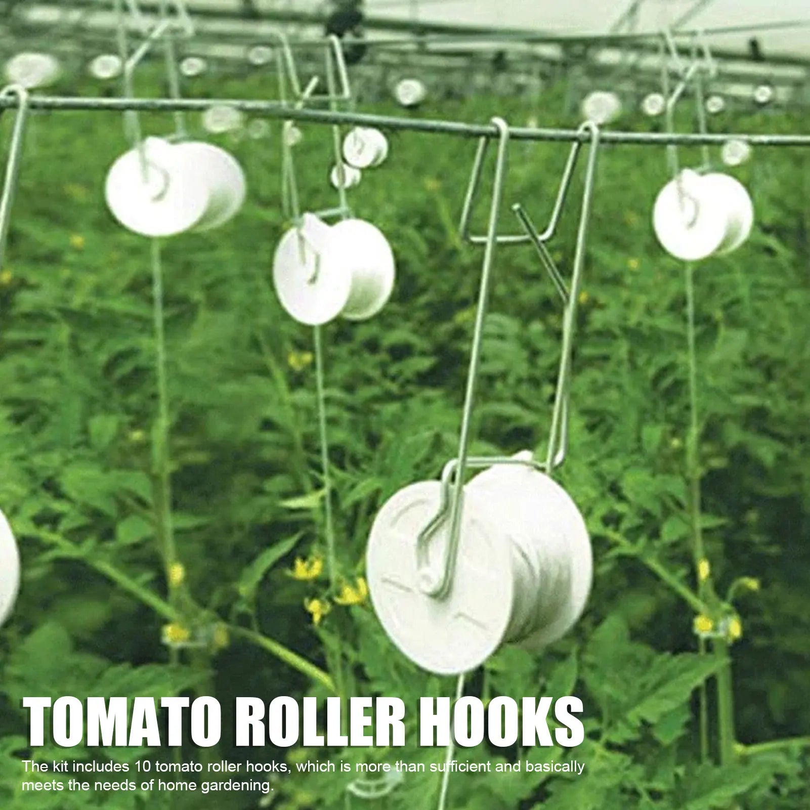 10-Piece Tomato Trellis Roller Hooks with 1500cm Twine for Garden Vine Support and Vertical Plant Training