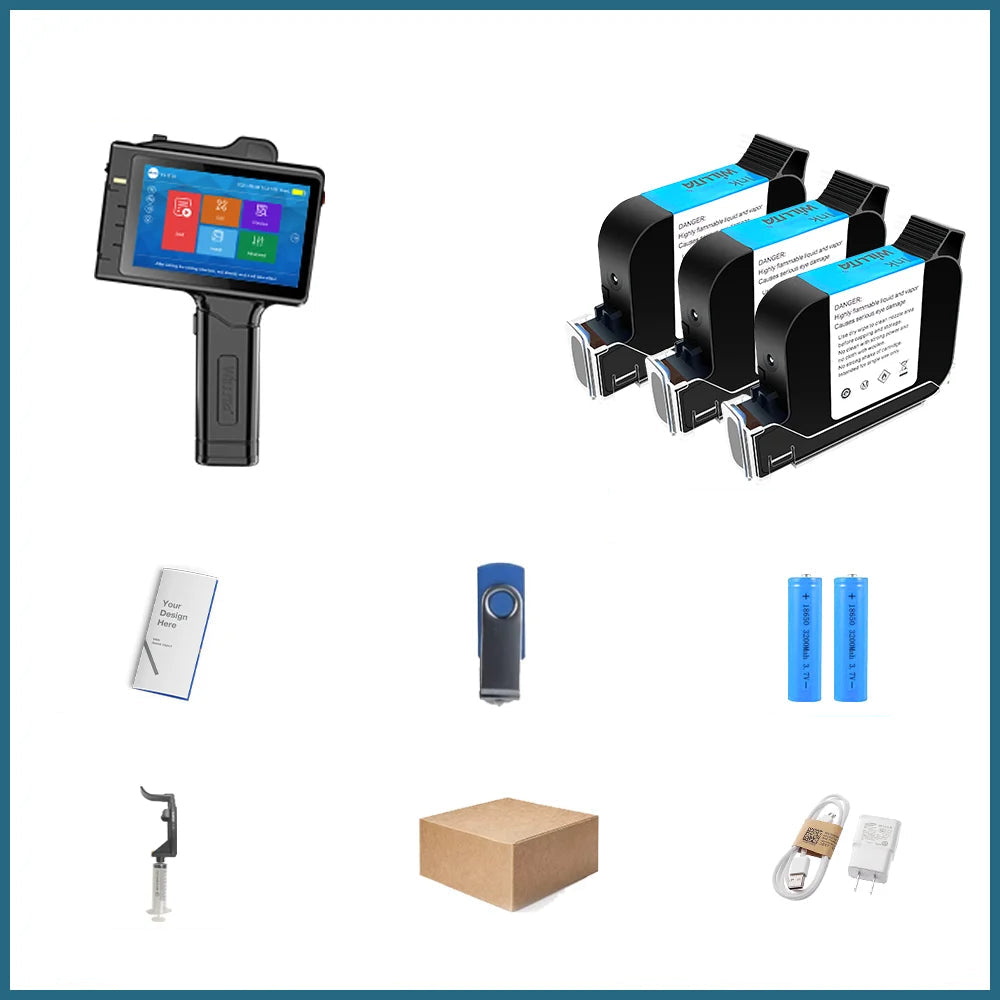 Portable Handheld Inkjet Printer 25.4mm Date Batch Code QR Label Printer with 5 Inch Touch Screen