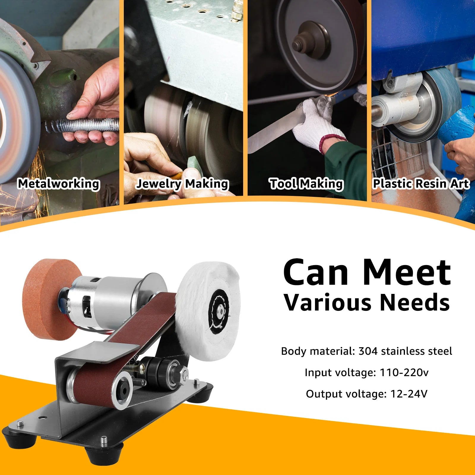 Adjustable Mini Belt Sander Grinder Electric Multifunction Tool Sharpener Polisher
