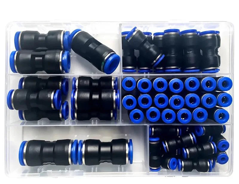 Air Hose Quick Connect Fittings Kit for PU and Nylon Tubing Pneumatic Push to Connect Air Line Set