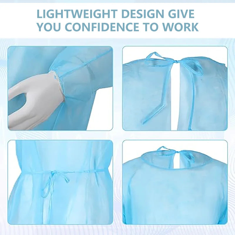 Disposable Waterproof Non-Woven Work Gowns 10 Pack Lightweight Green Cover Gowns