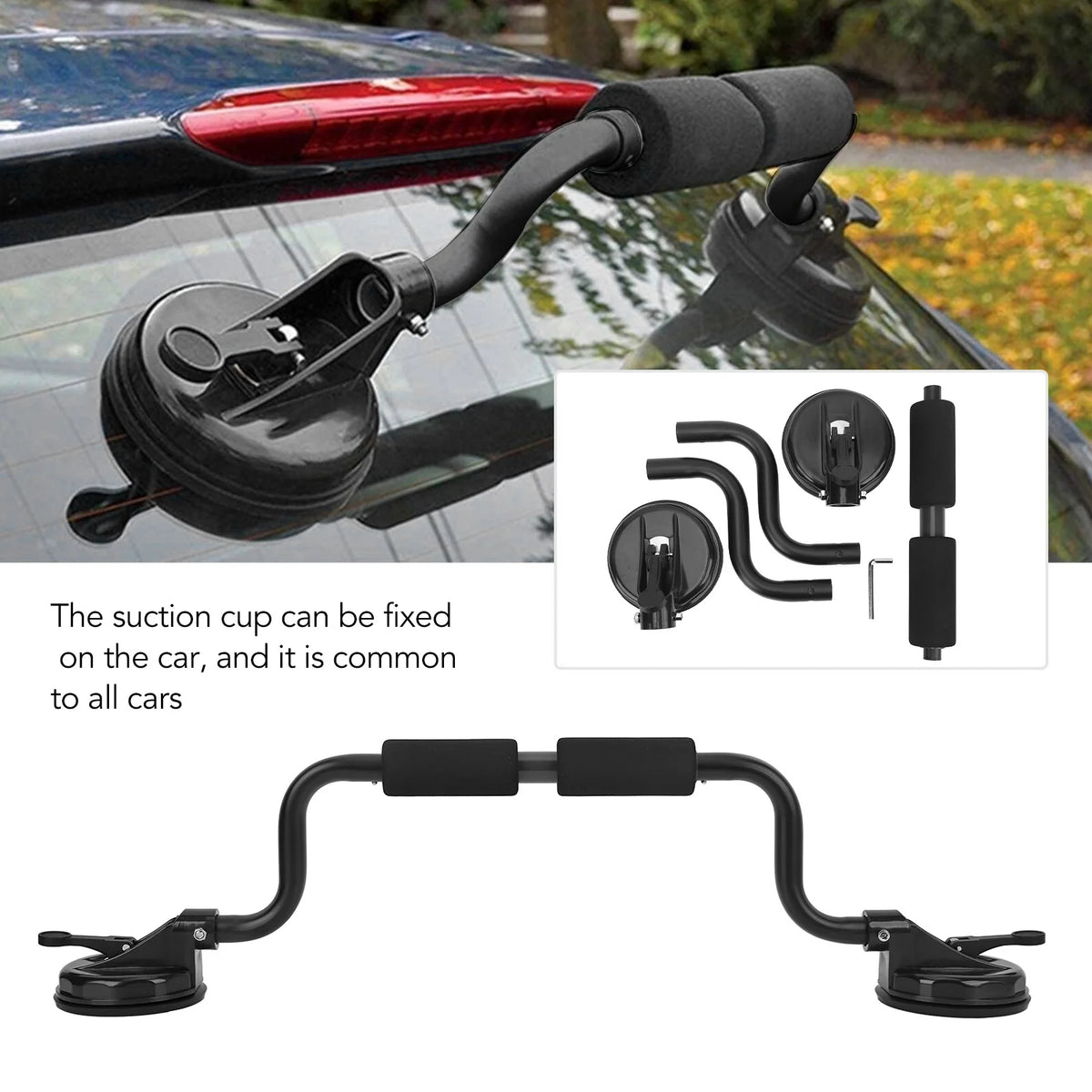 Kayak Loading Assist Roller Aluminum Alloy Roof Loader with Foam Padding and Suction Cup Mounts
