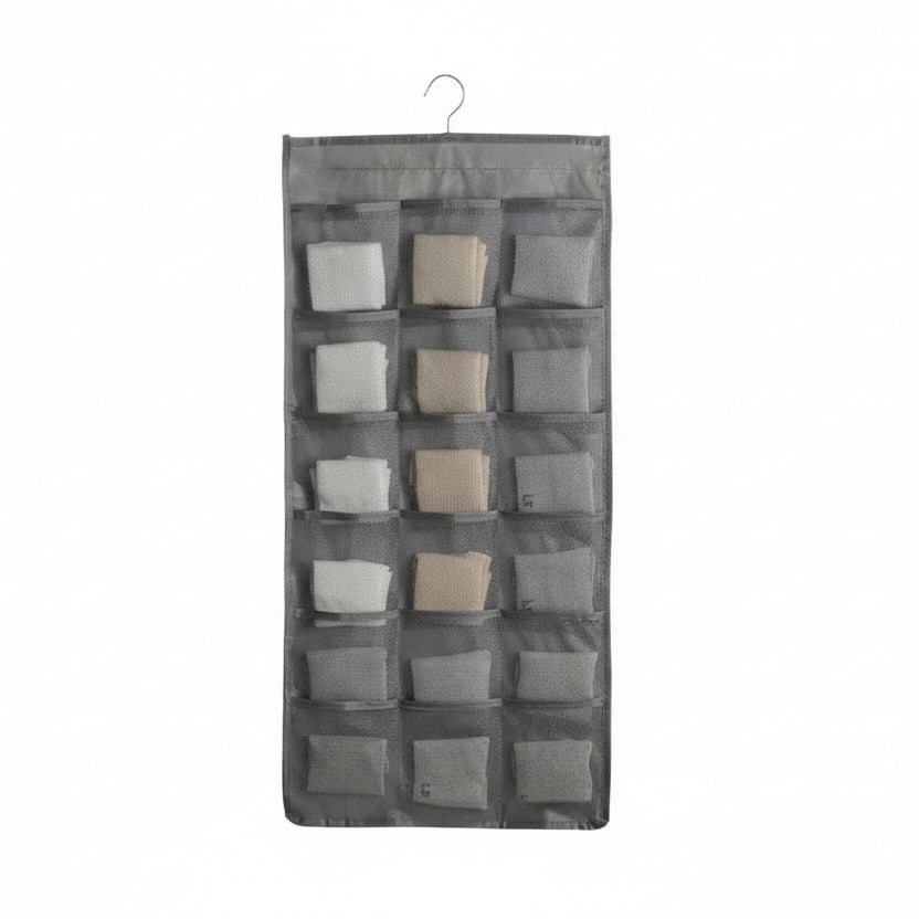 Foldable Hanging Storage Organizer Double Sided Wardrobe Bag for Underwear and Socks