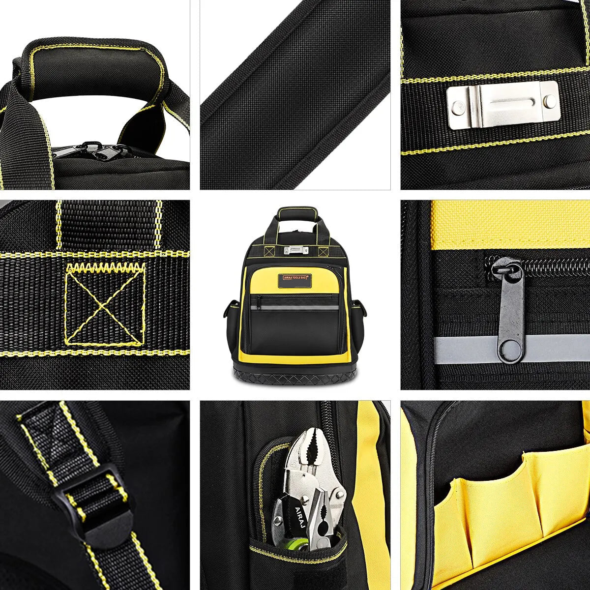 Heavy Duty Tool Backpack Waterproof Oxford Cloth Tool Organizer with Multiple Pockets and Rubber Base