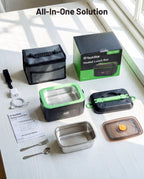 Cordless Electric Lunch Box 1.2L Rechargeable Food Warmer 100W with Carry Bag and Battery