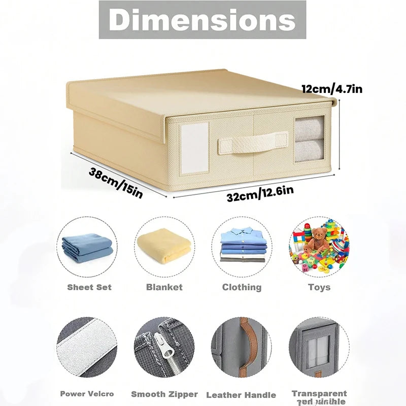 Bed Sheet Foldable Organiser Clothes, Comforter Organiser Large Capacity Zip-On Sheet Organiser for Sheets, Clothes,