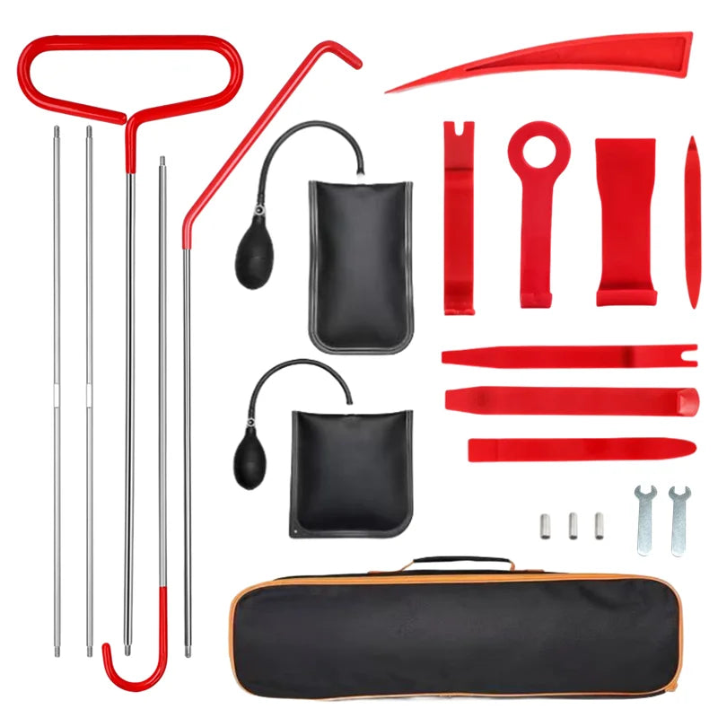 Automotive 21 Piece Trim Removal Tool Kit with Long Reach Grabber Air Wedges and Storage Bag
