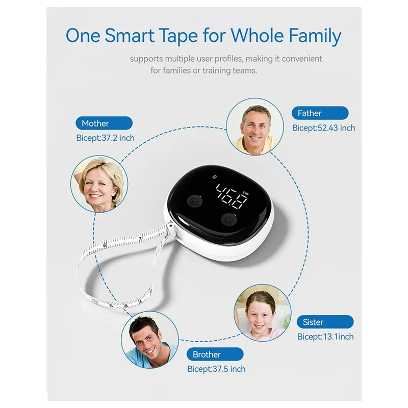 Smart Bluetooth Body Measuring Tape with LED Display, Rechargeable Digital Body Measurement Tool