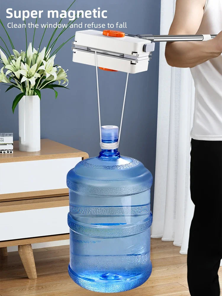 Double-Sided Magnetic Glass Cleaner with Adjustable 5-35mm Telescopic Rod