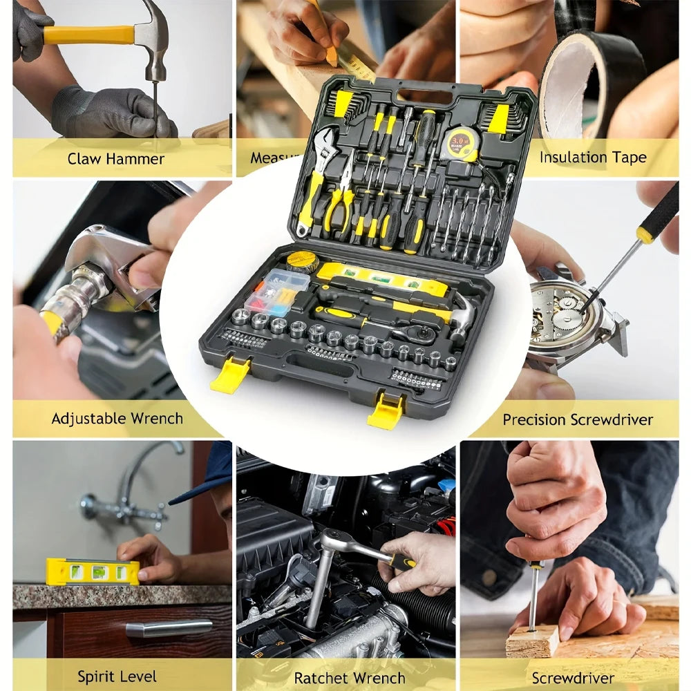 108-Piece Heavy Duty Household Tool Set with Ratchet, Sockets and Portable Carry Case