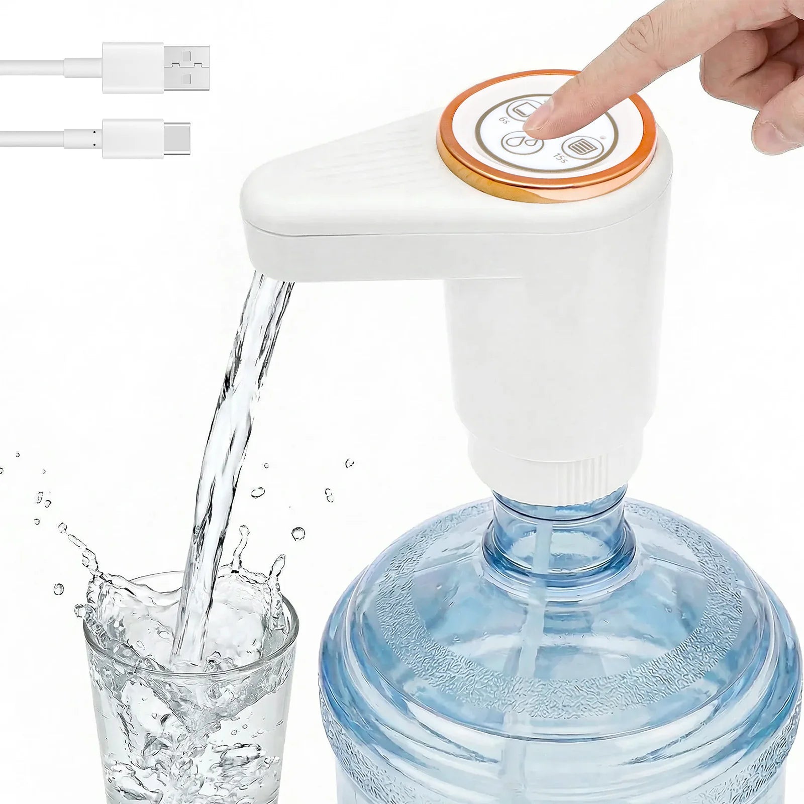 Rechargeable Automatic Water Dispenser Pump for 2-5 Gallon Bottles with Dual Pump USB Charging