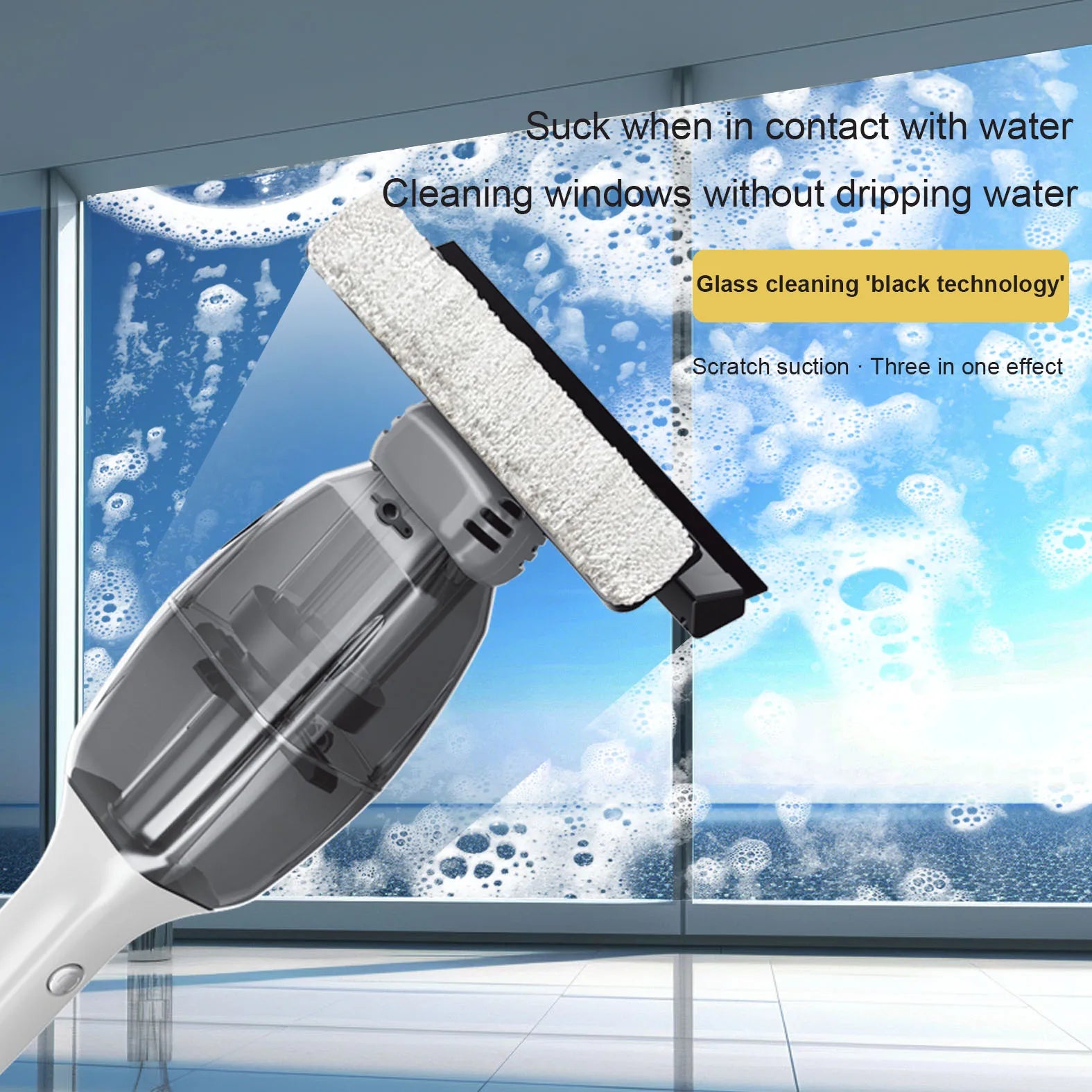Cordless Electric Window Cleaner with USB Rechargeable Battery and Multifunctional Squeegee