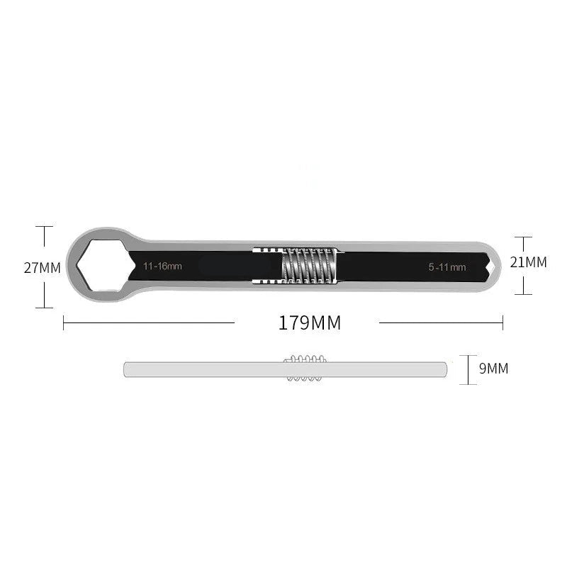 Heavy Duty Adjustable Spanner Set 5-19mm & 5-27mm Double End Rotating Flexible Wrench for Automotive Repair