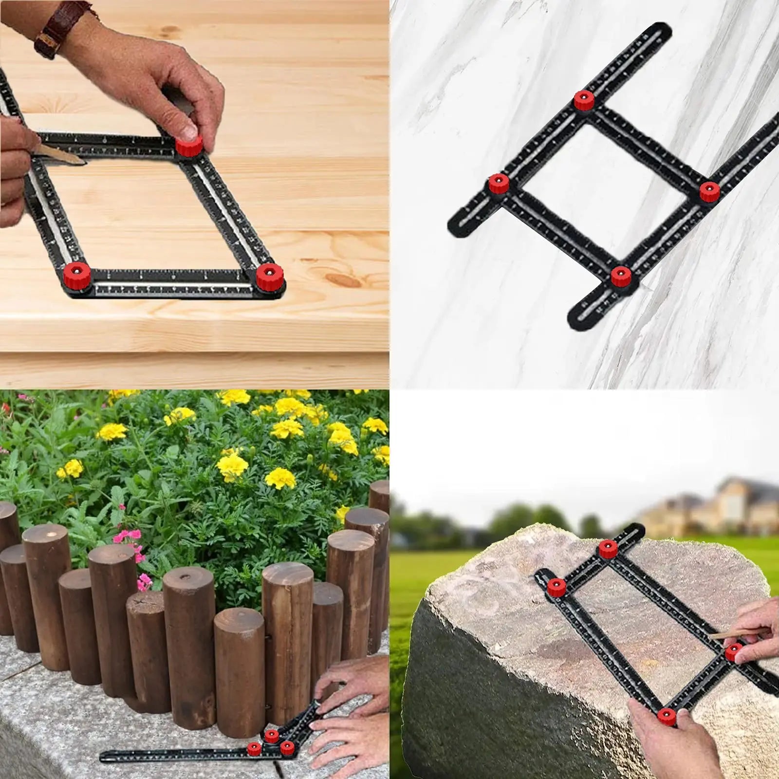 Multi-Angle Measuring Ruler 12 Fold Aluminium Alloy Template Tool with Drill Locator