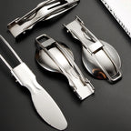 Portable 3-Piece Stainless Steel Camping Cutlery Set with Storage Box Foldable Outdoor Tableware