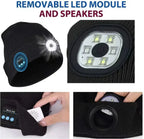 Rechargeable Bluetooth Beanie Hat with LED Light and Built in Stereo Speakers Hands Free Audio