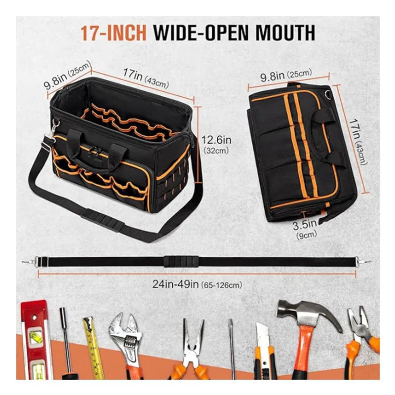 Heavy Duty Tool Caddy Organizer Bag with Multi Pocket Storage for Workshop and Electrician Tools