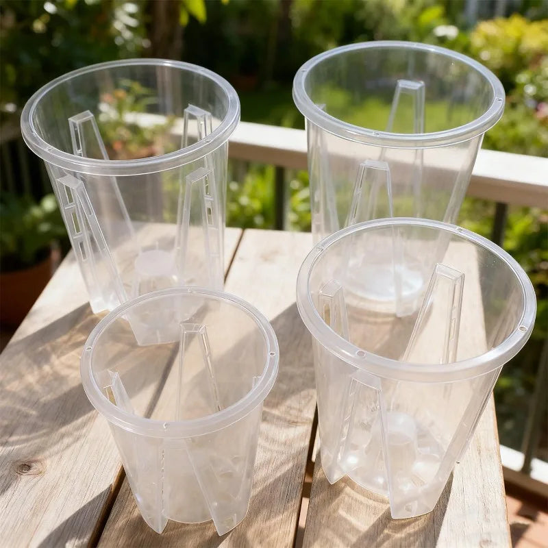 Transparent Orchid Flower Pot with Drainage Holes Breathable Root Control Planter for Indoor Plants Garden Decor