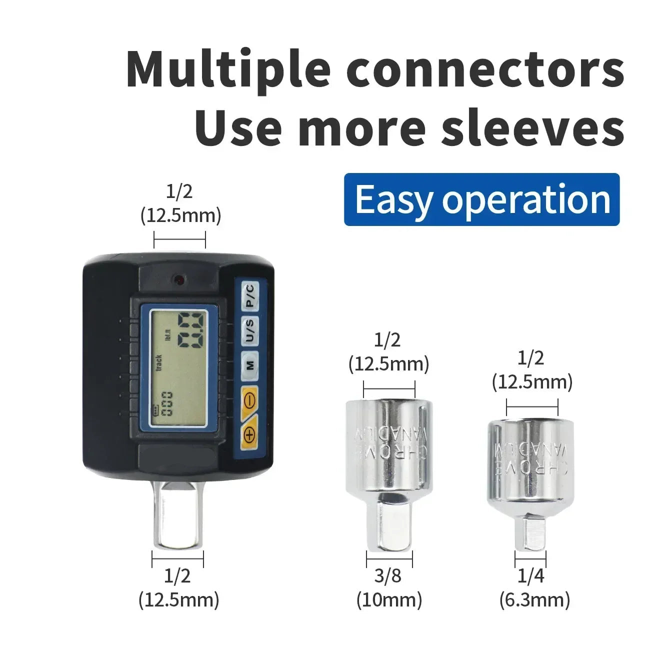 Digital Torque Adapter with LCD Display 1.27cm Square Drive Torque Meter for Automotive and Workshop Tools