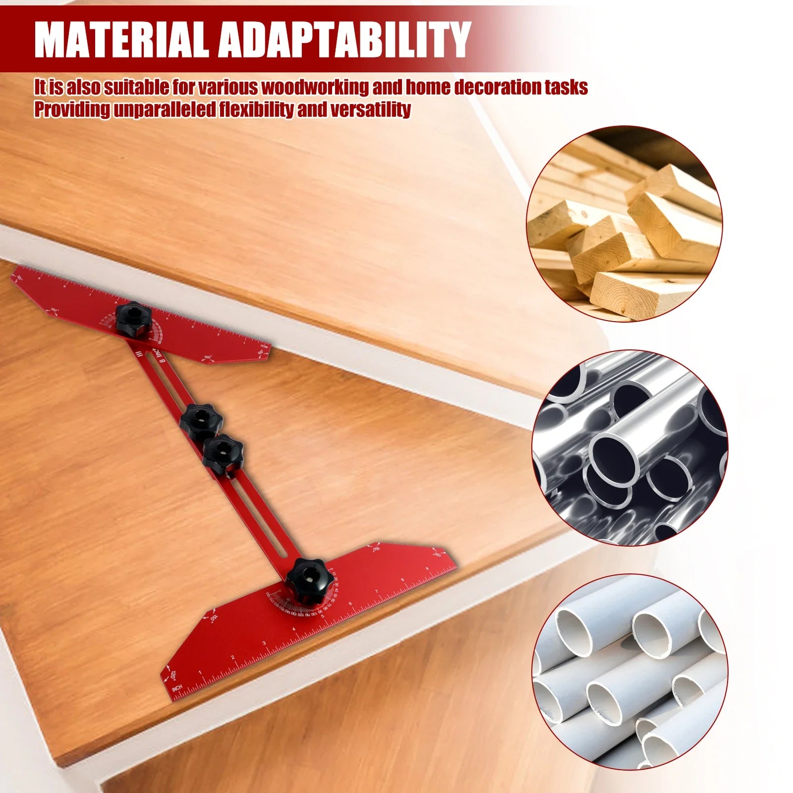Adjustable Stair Tread Template Tool Aluminium Alloy Measuring Ruler Set with Extension Sliders