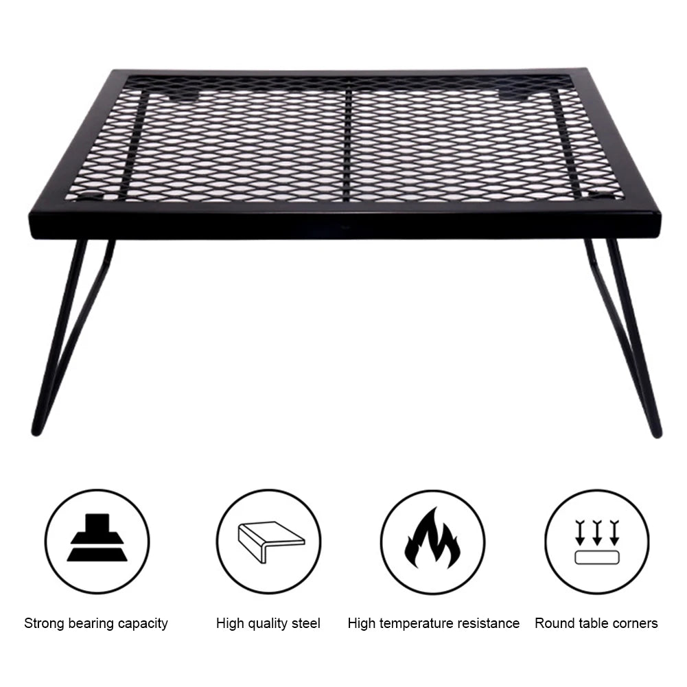 Foldable Campfire Grill Grate Heavy Duty Over Fire Cooking Rack for Camping Picnic Fire Pit