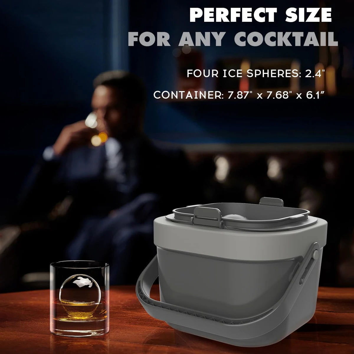 Crystal Clear Ice Ball Maker 4 Large 2.4 Inch Sphere Ice Mold for Whiskey Cocktails Drinks