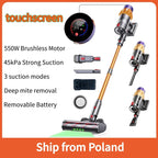 Cordless Vacuum Cleaner 550W 45kPa Rechargeable Stick and Handheld Vacuum with LED Floor Brush