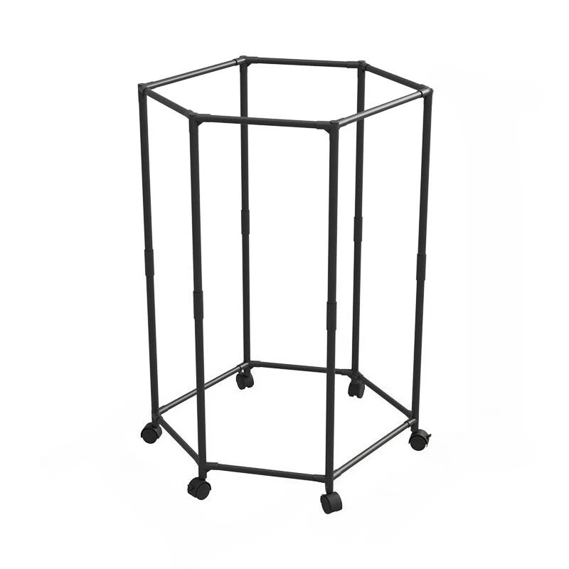 Hexagon Clothes Rack with Wheels Freestanding Metal Garment Rack Rotating Coat and Hat Storage Stand