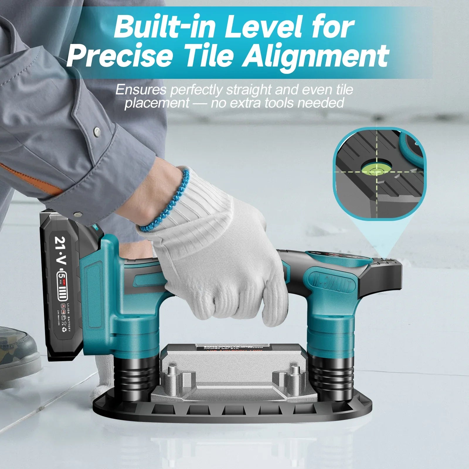 Cordless Tile Laying Machine 9 Speed Vibration Leveling Tool with 400kg Suction Capacity