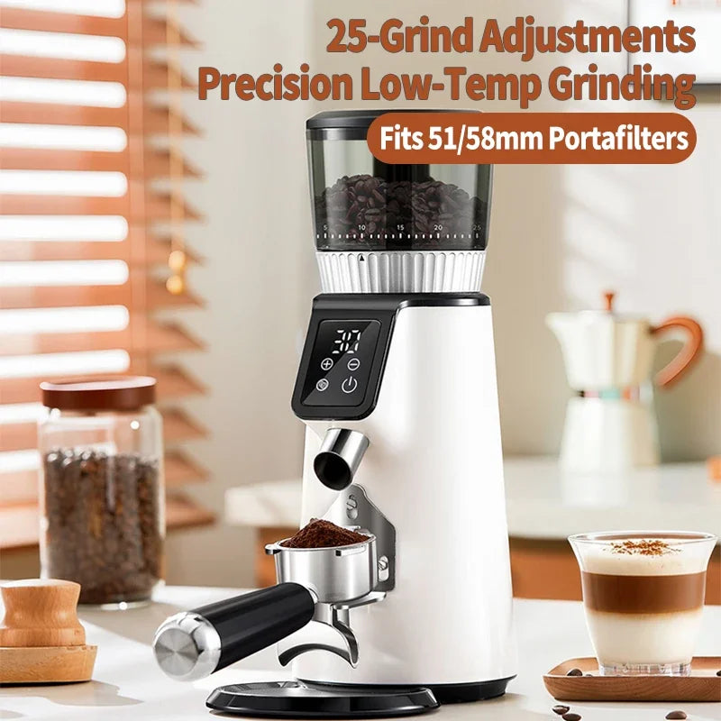 Portable Electric Coffee Grinder with Conical Burr 25 Grind Settings 200g Hopper 100W