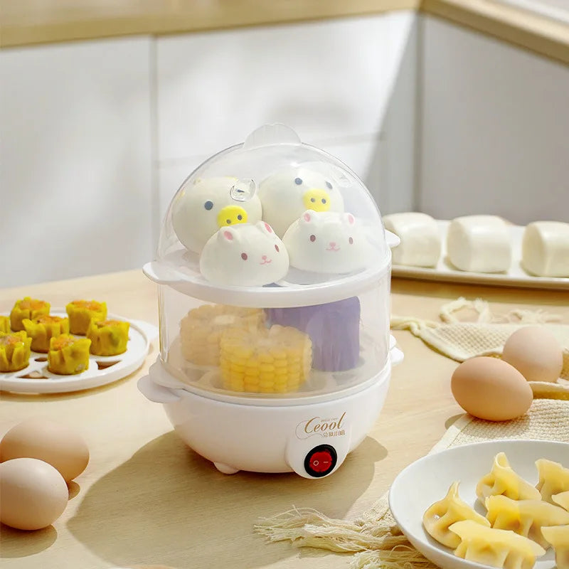 Electric Egg Steamer Double Layer 14 Egg 350W Multi-Function Food Steamer with Auto Power Off