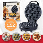 Electric 14 Hole Cake Pop and Takoyaki Maker 750W with Non-Stick Cooking Surface