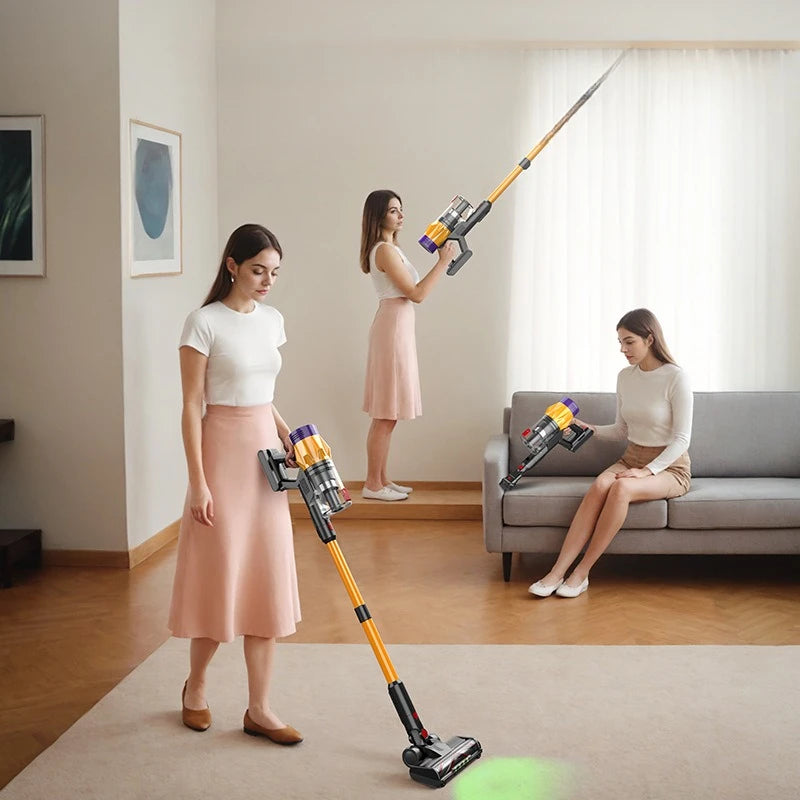 Cordless Vacuum Cleaner 550W 45kPa Rechargeable Stick and Handheld Vacuum with LED Floor Brush