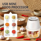 Electric Food Processor 350ml USB Rechargeable Mini Vegetable Chopper with 6 Stainless Steel Blades