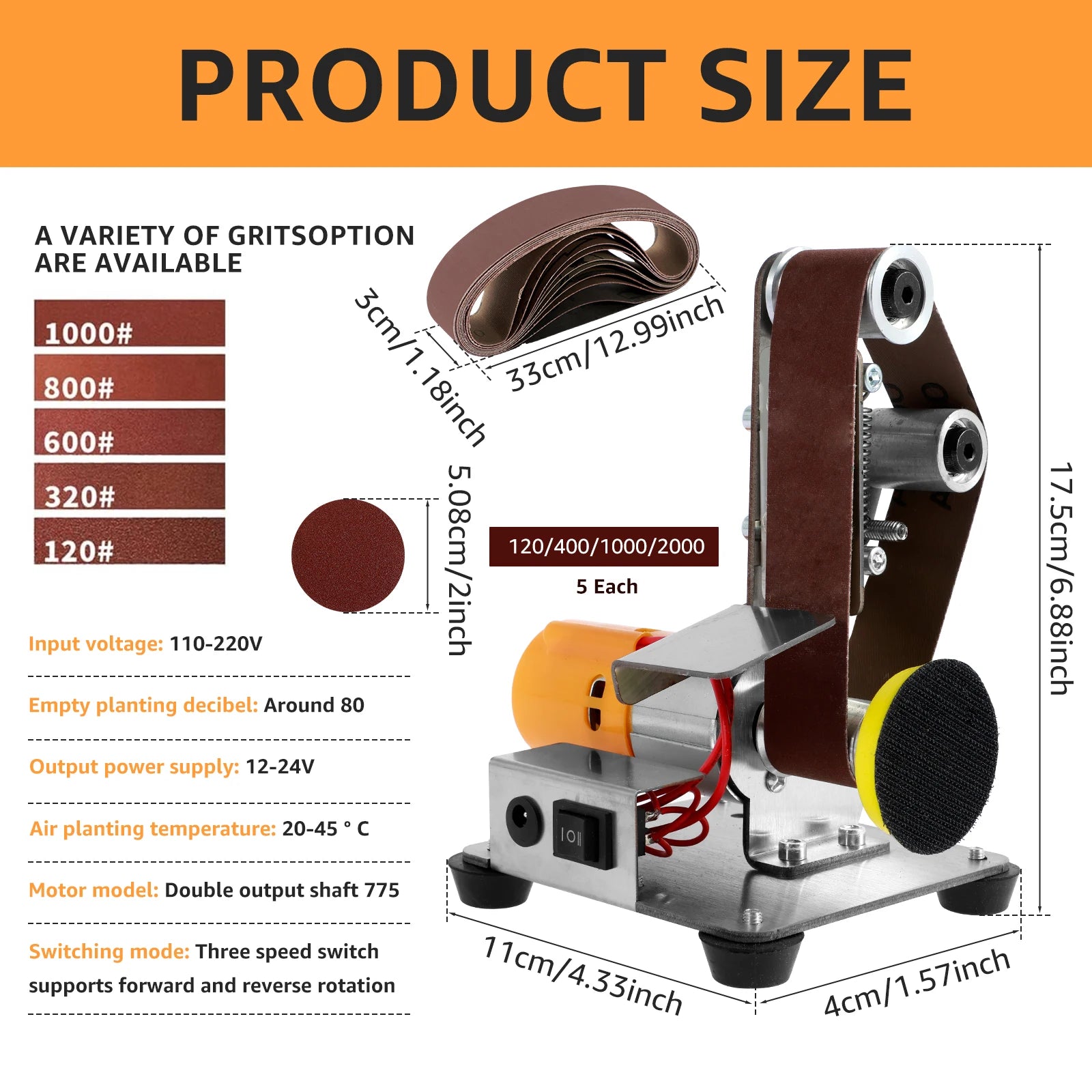 Adjustable Mini Belt Sander Grinder Electric Multifunction Tool Sharpener Polisher