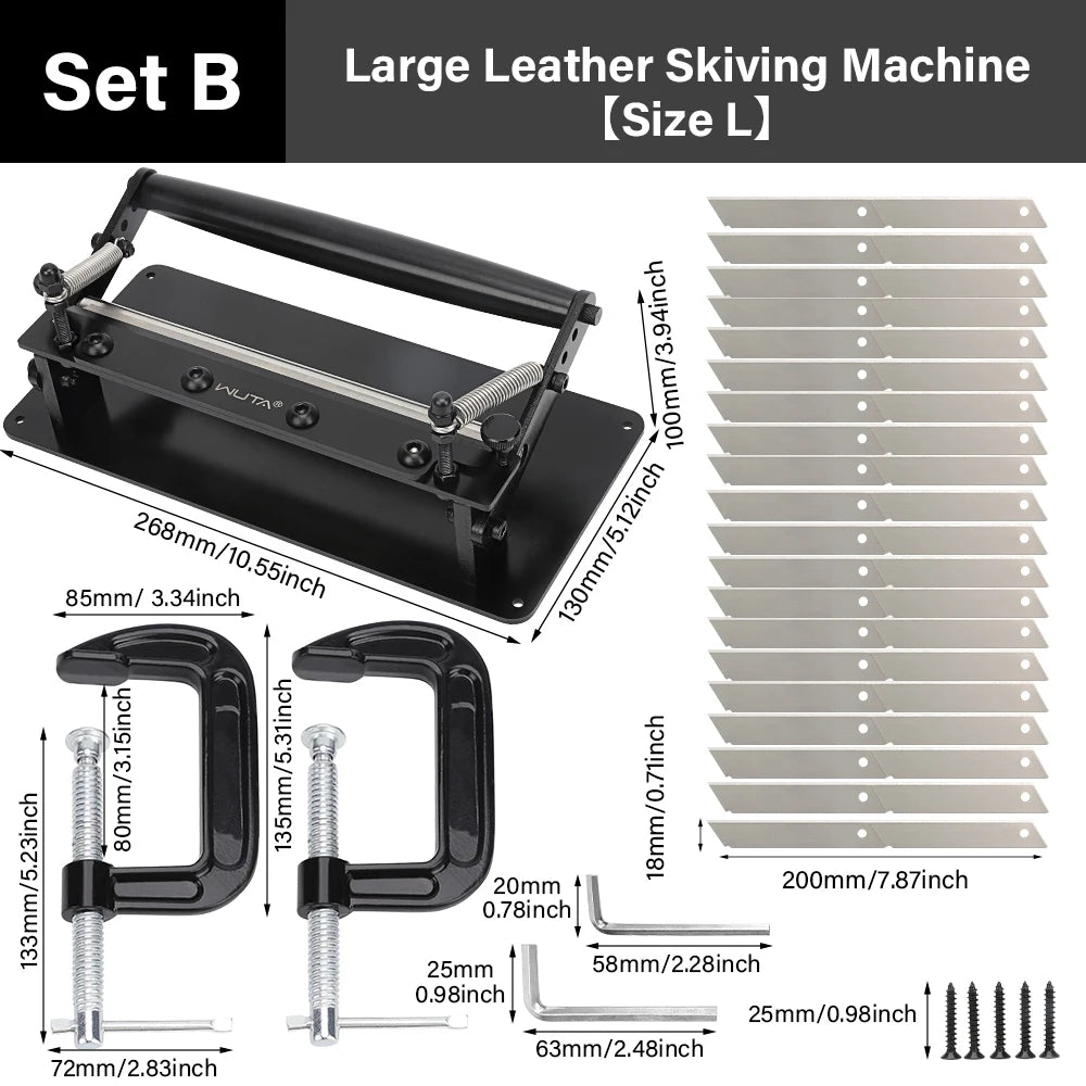 Manual Leather Skiving Machine Large Stainless Steel Belt Strap Splitter with 20 Blades