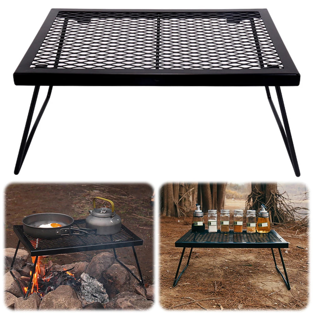 Foldable Campfire Grill Grate Heavy Duty Over Fire Cooking Rack for Camping Picnic Fire Pit