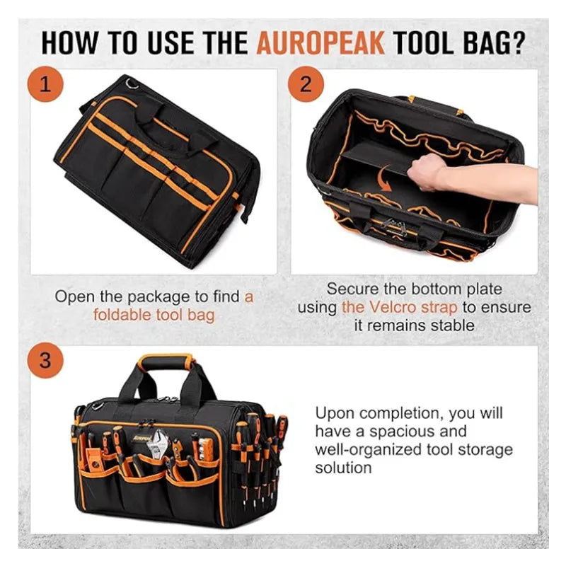 Heavy Duty Tool Caddy Organizer Bag with Multi Pocket Storage for Workshop and Electrician Tools