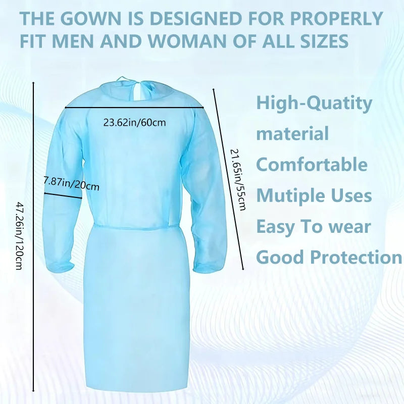 Disposable Waterproof Non-Woven Work Gowns 10 Pack Lightweight Green Cover Gowns