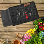 Bonsai Pruning Tool Set 10-Piece Carbon Steel Gardening Kit with Scissors, Rake and Carry Case