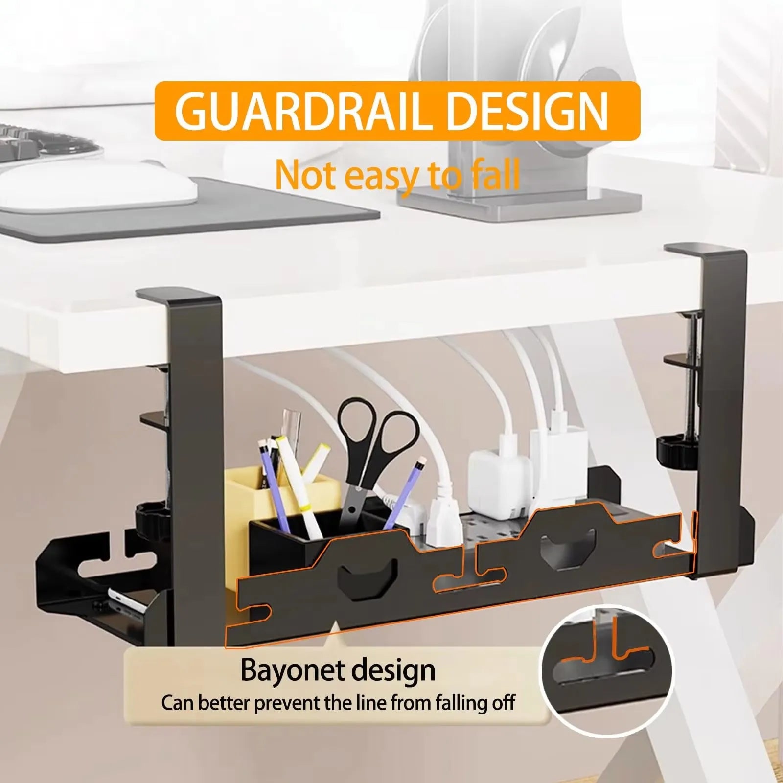 Under Desk Cable Management Tray Adjustable Carbon Steel Wire Organizer Storage Rack