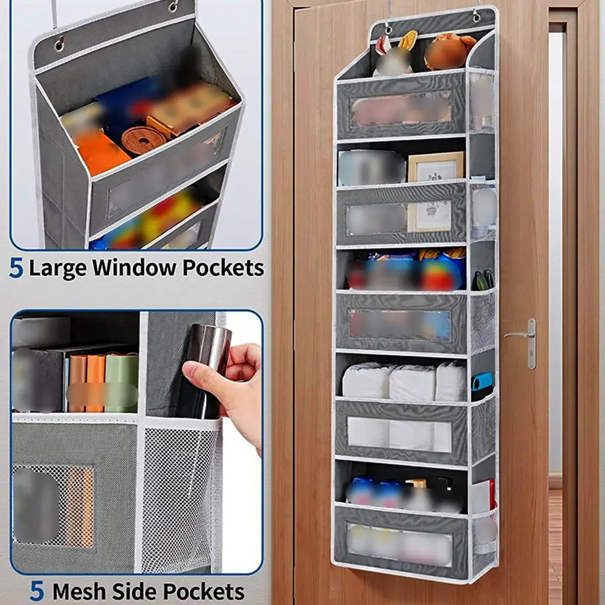 Portable 5-Layer Door Hanging Storage Organizer Wall Mounted Rack for Toys Clothes and Accessories