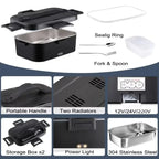 Electric Lunch Box 1.8L Portable Food Warmer 75W Leakproof for Car Truck Office with Carry Bag
