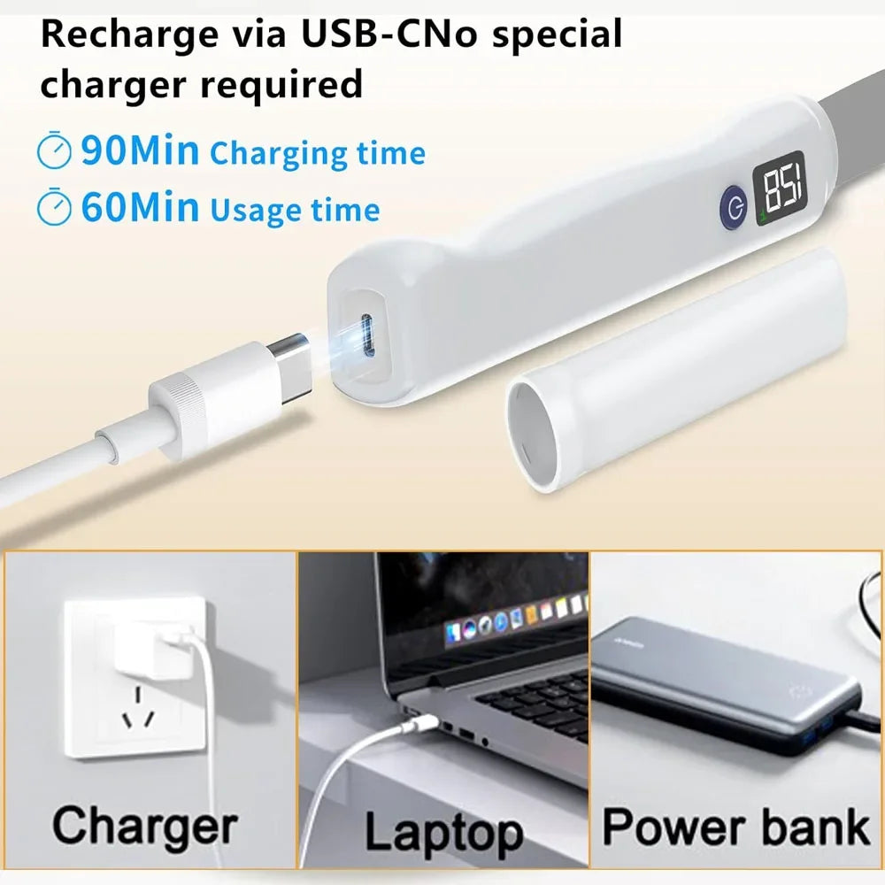 Rechargeable Electric Butter Knife Stainless Steel Blade USB Type-C Charging White