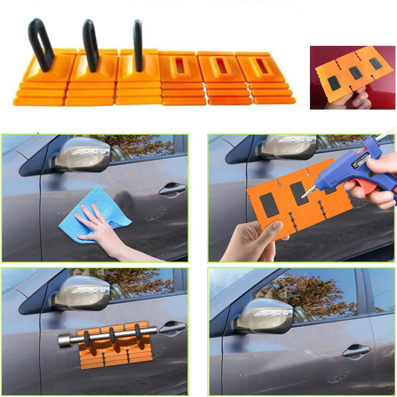 Paintless Dent Repair Kit with Dent Lifter and 17 Pull Tabs for Vehicle Body Panel Repair