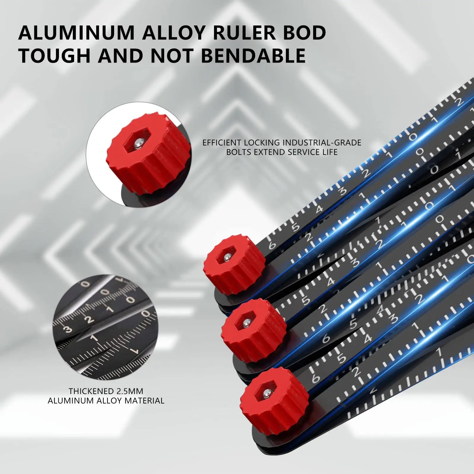 Multi-Angle Measuring Ruler 12 Fold Aluminium Alloy Template Tool with Drill Locator