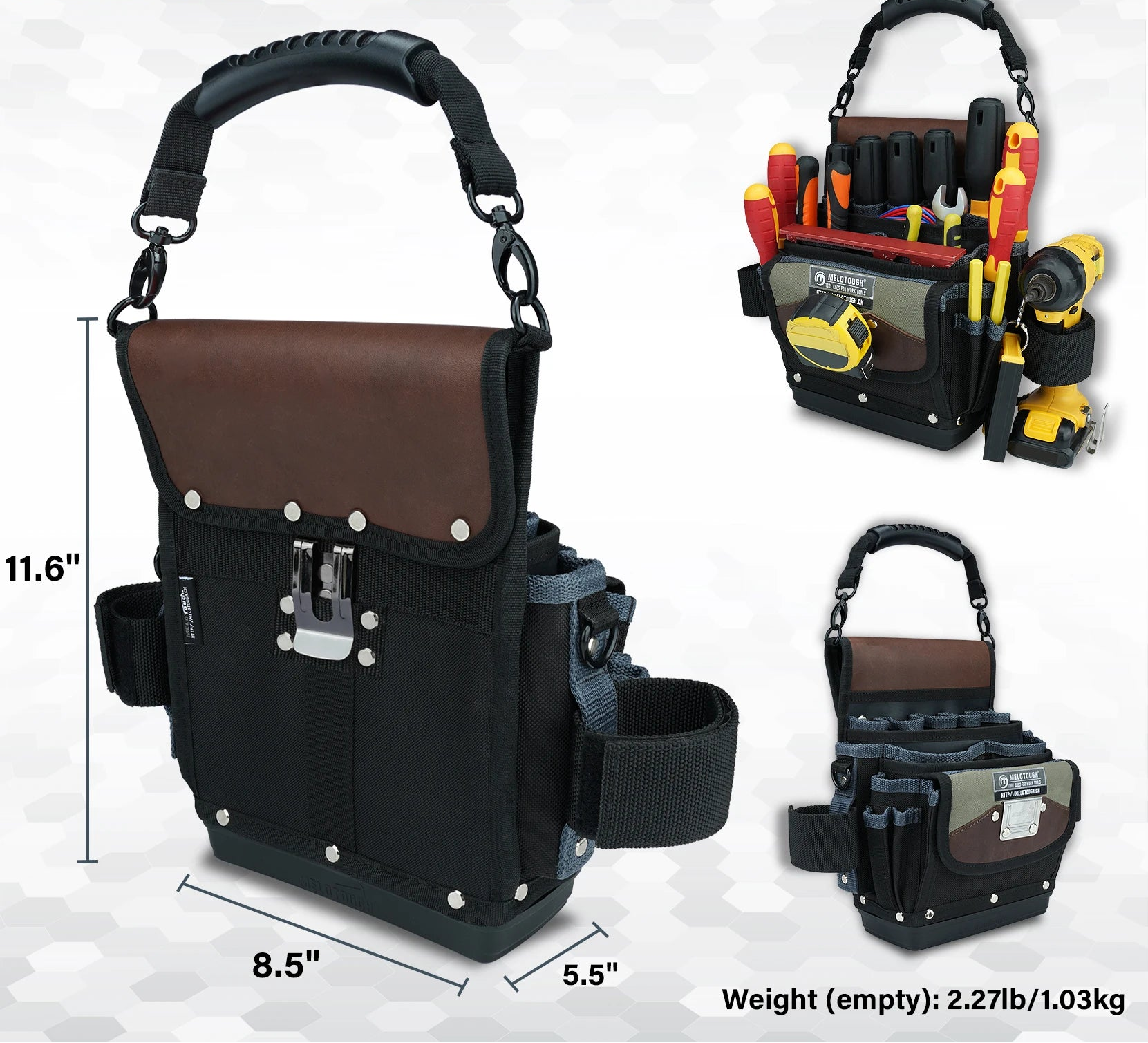 Portable Tool Pouch with Hard Bottom 26 Slot Open Top Tool Bag for Electrician Carpenter Maintenance