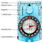Waterproof Hiking Compass with Map Reading Magnifier and Lanyard for Outdoor Navigation